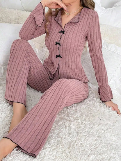 Pijama Mujer Otoño Invierno 2 Piezas | Conjunto Casual Cálido de Casa