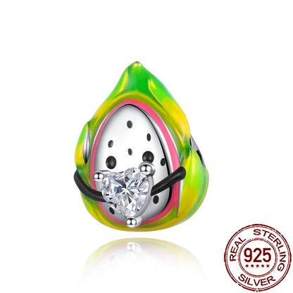 Charm Comida Divertida en Plata 925 – Café, Pastel, Frutas, Hamburguesa y Papas | Compatible Pandora 2025
