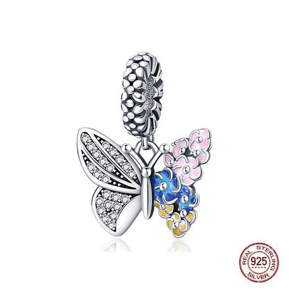 925 Sterling Silver Chameleon Luminous Firefly Butterfly Charms Beads Fit Qikaola 925 Original Bracelets Fine DIY Jewelry Making