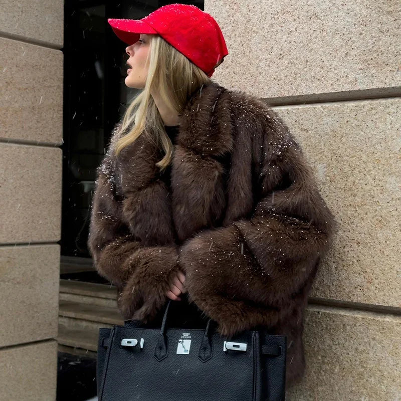 Abrigo Oversize Mujer Pelo Sintético Neo Mint 2025 | Chaqueta Gruesa Cálida Invierno Estilo Fashion
