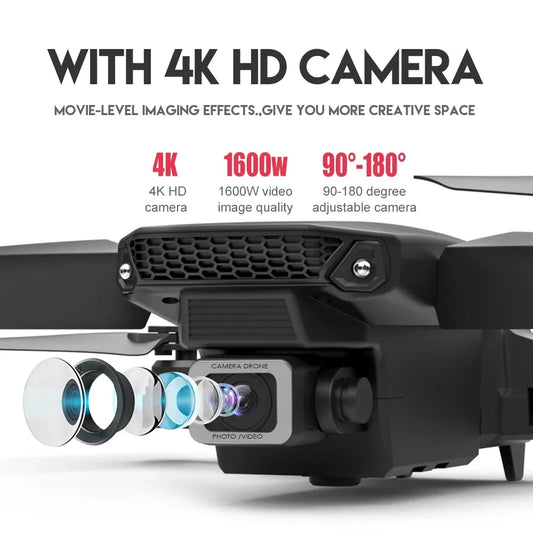 Drone KBDFA E88 Pro con Cámara 4K – Drone Plegable WiFi FPV, Gran Angular, Altura Estable y Control Remoto RC