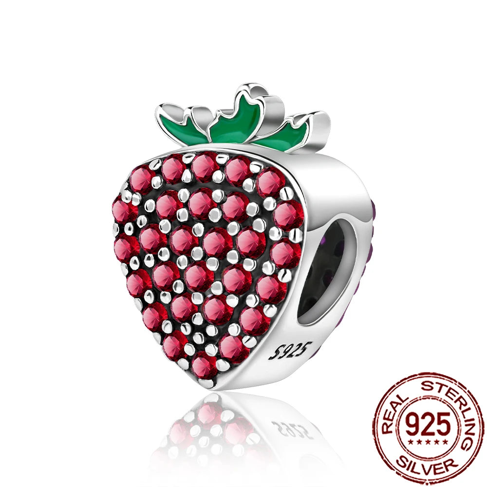 Charm Comida Divertida en Plata 925 – Café, Pastel, Frutas, Hamburguesa y Papas | Compatible Pandora 2025
