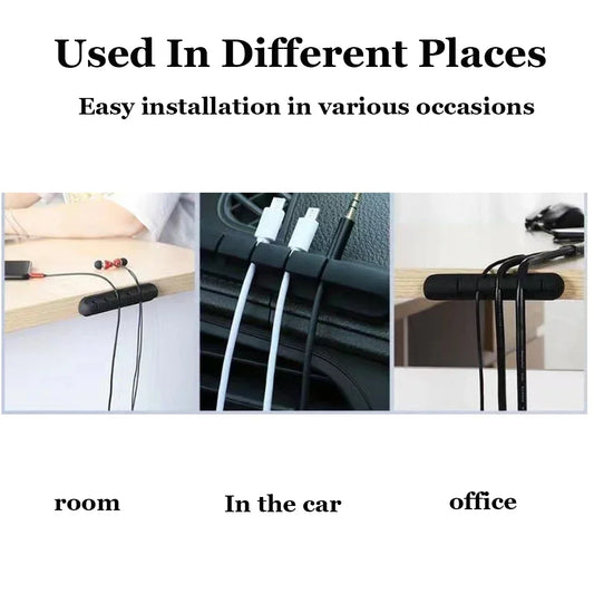 L16 Organizador de Cables de Silicona | Enrollador USB | Clips de Gestión de Escritorio para Ratón, Auriculares y Cables