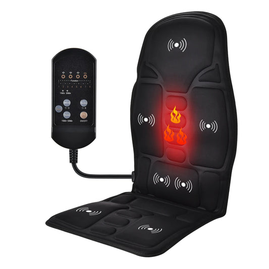 Cojín Masajeador Eléctrico con Calefacción y Vibración | Almohadilla de Masaje para Espalda Completa con Control Remoto