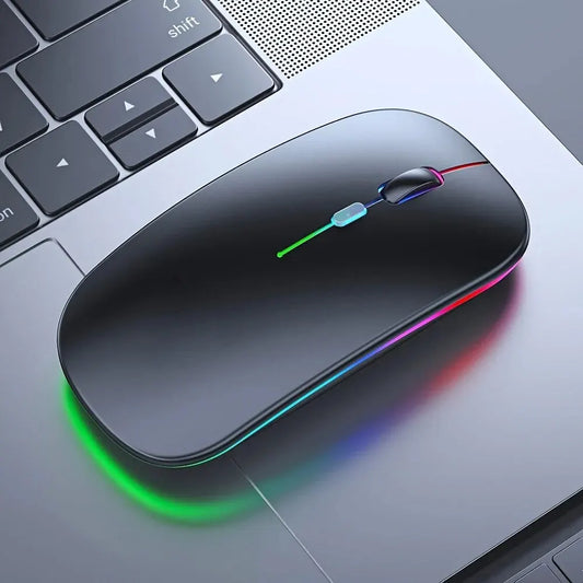 Mouse Inalámbrico RGB Recargable Bluetooth 3600DPI | Ergonómico Gaming con Retroiluminación LED