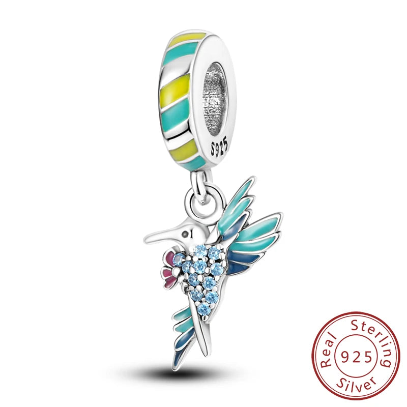 Charm de Plata 925 Luciérnaga y Mariposa Luminoso – Abalorio Brillante para Pulseras Originales