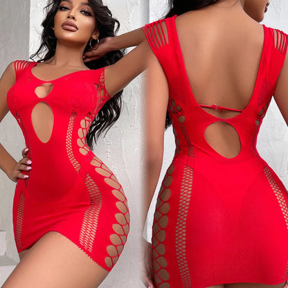 Vestido Mini Mujer 2025 | Lencería Sexy de Malla Transparente y Hollow Out