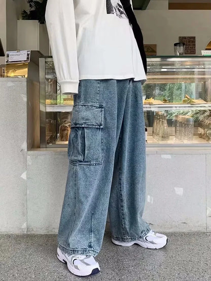 Jeans Oversize Baggy Hombre Y2K | Pantalones Vaqueros Cargo Hip Hop Harajuku Bolsillos Grandes Streetwear Wide Leg
