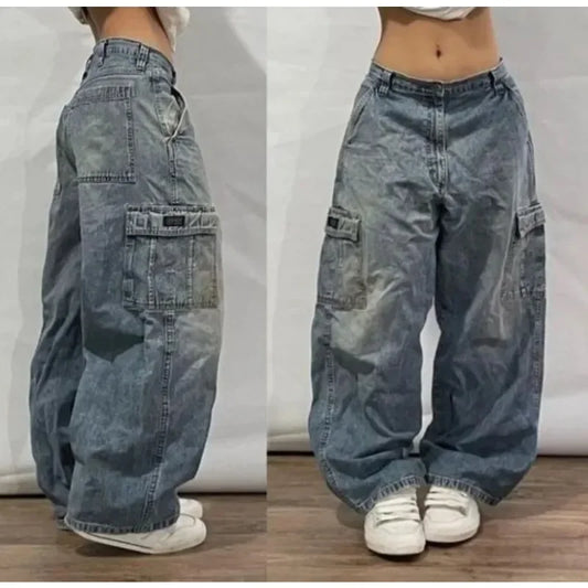 Jeans Oversize Y2K Phantom Unisex | Pantalones Baggy Estilo Hip Hop Streetwear con Parche Bordado Araña Gótico Retro