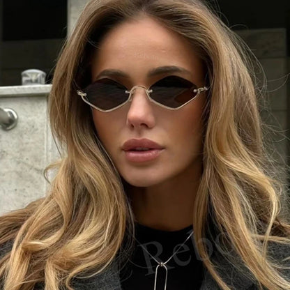 Gafas de Sol Poligonales Pequeñas Mujer | Estilo Vintage Cat Eye Marco Metálico