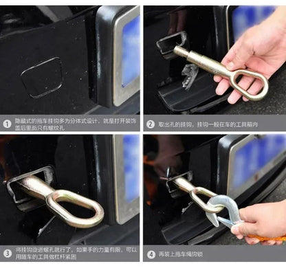 Cable de Remolque para Coche 3M/4M – Cuerda de Remolque Resistente 4/5 Toneladas con Ganchos de Acero, Accesorio de Emergencia y Recuperación en Carretera