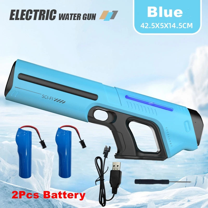Pistola de Agua Eléctrica Potente – Juguete Automático para Niños y Adultos | Diversión de Verano Playa y Piscina
