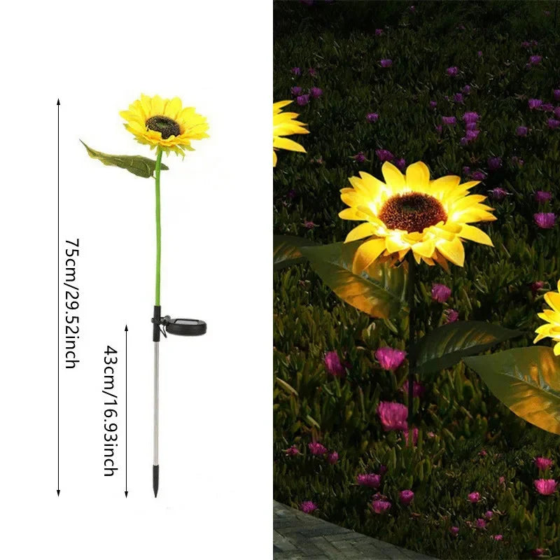 Luz Solar en Forma de Girasol LED – Lámpara Decorativa para Jardín, Camino y Patio, Impermeable IP65