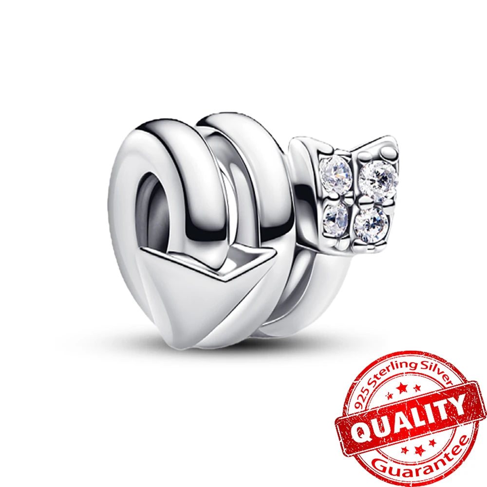 Charm de Plata 925 Trébol Azul Degradado y Flor Iris Rosa – Abalorio Elegante para Pulseras Originales