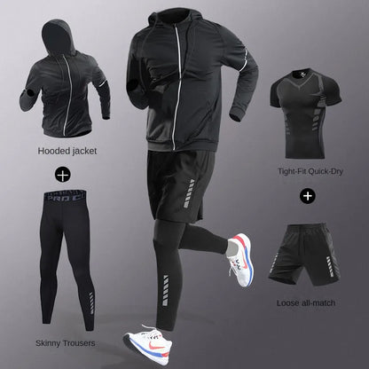 Conjunto Deportivo de Hombre 3-7 Piezas – Tracksuit Completo de Fibra Ice, Secado Rápido para Running, Gym, Ciclismo y Fitness