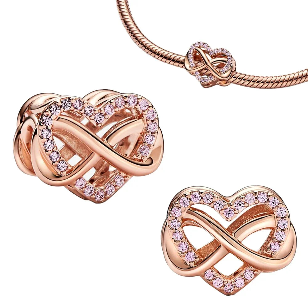 Charm Colgante Pareja Plata 925 y Oro Rosa | Compatible Pandora Original | Pulsera o Collar Mujer