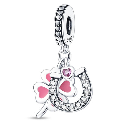 Charm de Plata S925 Mariquita de Siete Puntos y Trébol de la Suerte – Abalorio Colorido y Brillante para Pulseras Originales