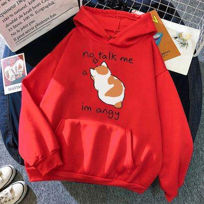 Hoodie Oversize Mujer Algodón | Sudadera Gato Enojado Hip Hop Streetwear Casual