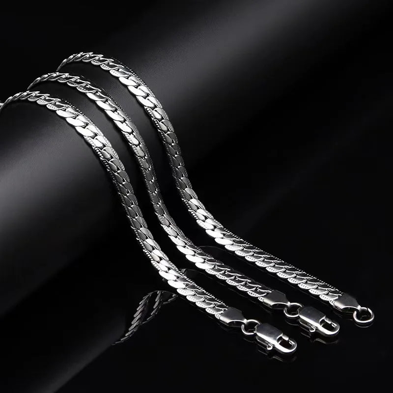 Cadena de Acero Inoxidable Color Plata 5mm | Collar Unisex 20-60cm | Joyería de Moda para Hombre y Mujer | Boda y Regalo