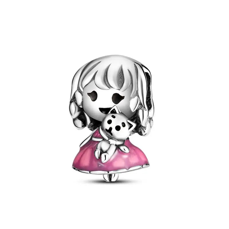 Charm princesa ángel rosa plata 925 – Abalorio de cumpleaños para pulsera tipo Pandora mujer