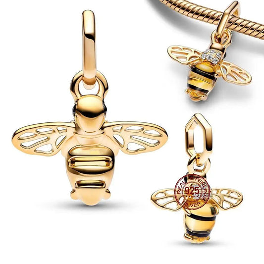 Charm camaleón y luciérnaga que brilla en la oscuridad – Plata 925 para pulsera tipo Pandora, joyería DIY única