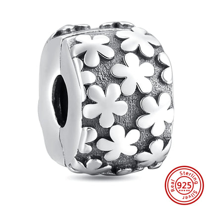 Charm Clip Plata 925 con Corazones, Corona y Concha | CZ Pavé Brillante | Compatible Pandora Original