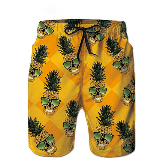 Bañador Hombre Piña Divertida – Shorts de Playa y Surf | Pantaloneta Tropical Verano de Secado Rápido