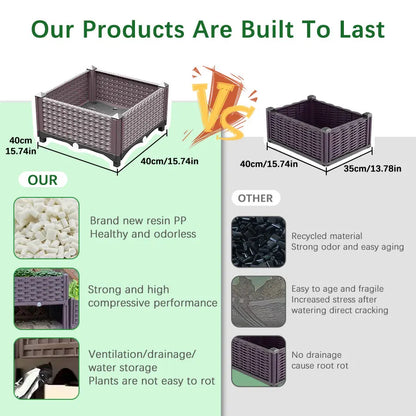 Maceta Grande de Plástico – Caja Elevada para Plantas y Verduras | Jardín Interior y Exterior