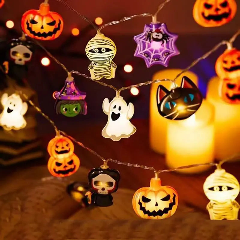 Guirnalda de Luces Halloween 2025 – Calabaza, Fantasma y Momia 🎃 Decoración de Fiesta 1.5m/3m/6m