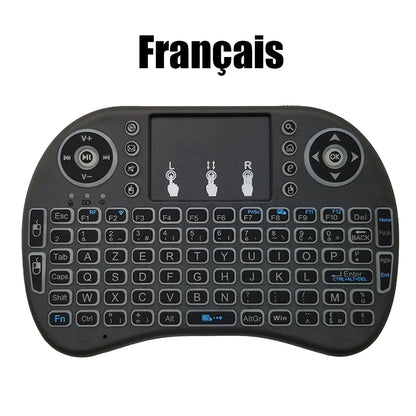 Mini Teclado Inalámbrico 2.4G con Touchpad y Retroiluminación – Air Mouse i8 Español Francés Ruso Árabe para PC, Smart TV, Android TV Box