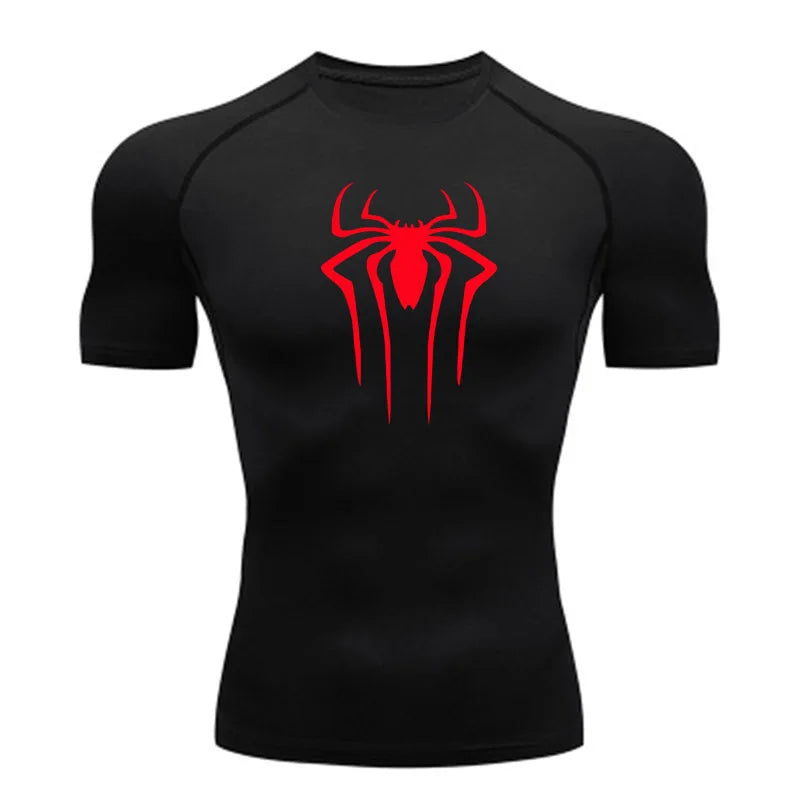 Camiseta Compresiva de Hombre – Gym, Fitness, Running y Superhéroe, Rashguard, Manga Corta, Secado Rápido, T-Shirt Deportivo