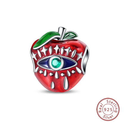 Charms de Plata 925 Frutas (Fresa, Cereza, Manzana y Aguacate) – Abalorios Coloridos para Pulseras Originales