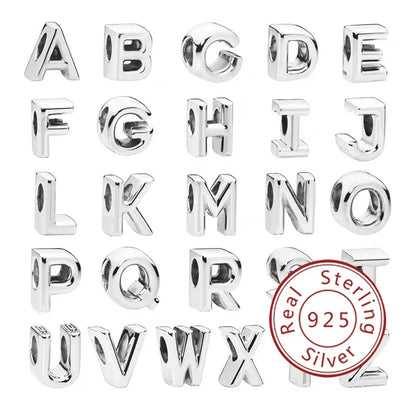 Charm letras inglés pinyin A-Z plata 925 – Abalorios alfabeto para pulsera tipo Pandora mujer