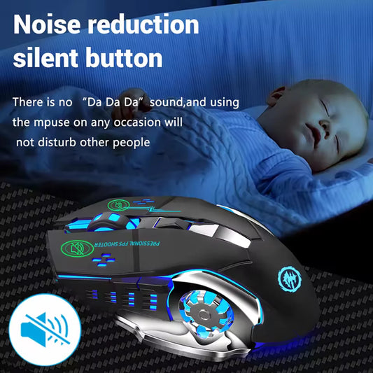 Ratón Inalámbrico Recargable Bluetooth + 2.4G con Retroiluminación – Mouse Gaming para PC, MacBook, Laptop, Tablet y Smartphone