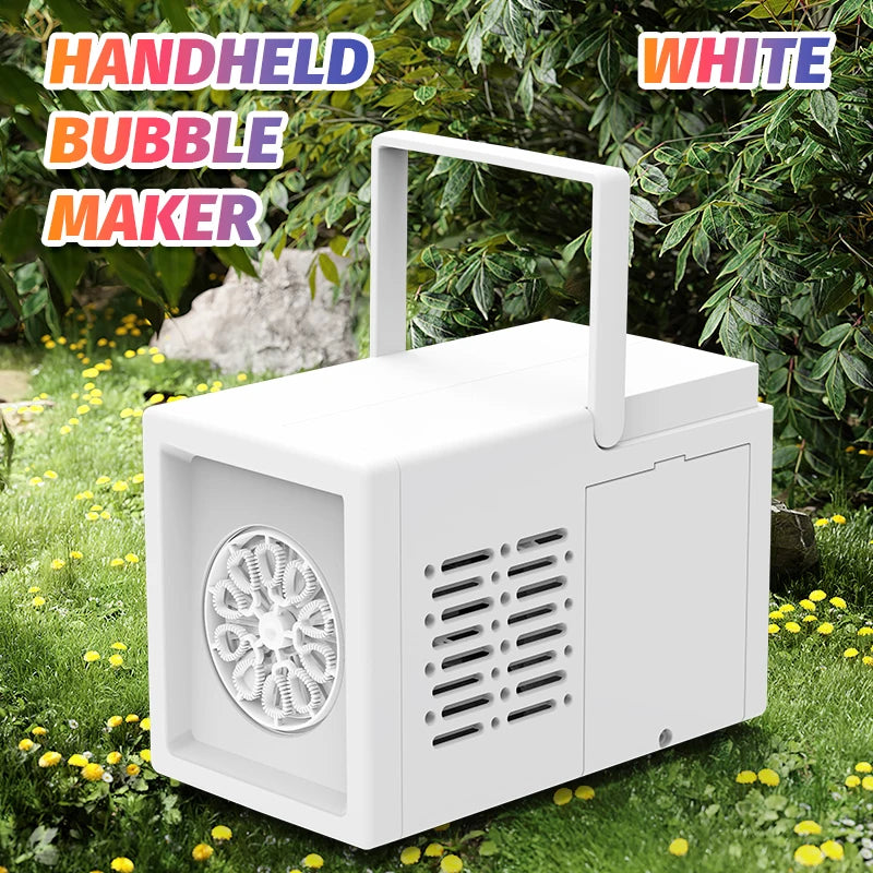 Máquina de Burbujas Eléctrica Portátil 10 Agujeros – Juguete Automático Exterior para Niños (Sin Batería ni Agua de Burbujas)