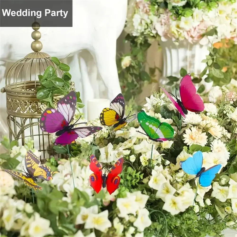 24PCS/10PCS Mariposas Decorativas 3D de PVC – Adorno de Jardín Creativo para Macetas, Flores y Exterior