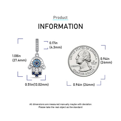 Charm Mano de Fátima con Ojo Todo lo Ve en plata 925 – Compatible Pandora, pulsera y collar mujer 2025