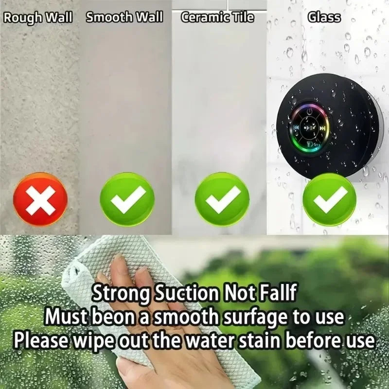 Mini Altavoz Bluetooth Portátil Impermeable con Ventosa | Parlante Estéreo Inalámbrico IPX4 para Baño, Ducha, Cocina y Deporte