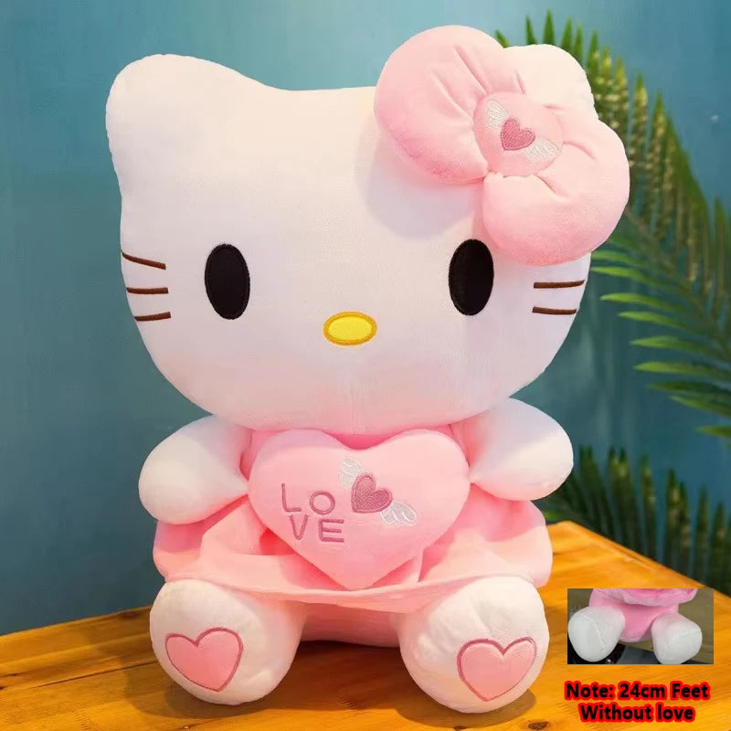 55cm Sanrio Hello Kitty – Peluche Grande de Gato KT, Muñeco de Peluche Suave, Almohada de Anime para Niños y Niñas, Regalo de Cumpleaños