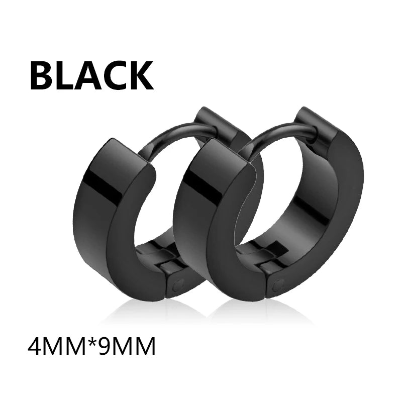 Aretes Punk de Acero Inoxidable Negro – 1 Par de Pendientes Unisex Estilo Hip Hop Vintage