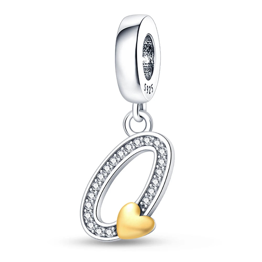 Charm letras alfabeto inglés de plata 925 – Colgante inicial A-Z para pulsera tipo Pandora, joyería DIY personalizada