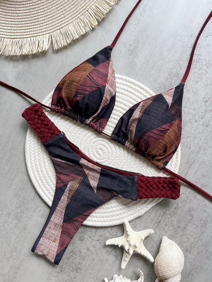 RUOTONGSEPT Bikini Halter Mujer | Mini Tanga Estampado Corte Alto 2 Piezas