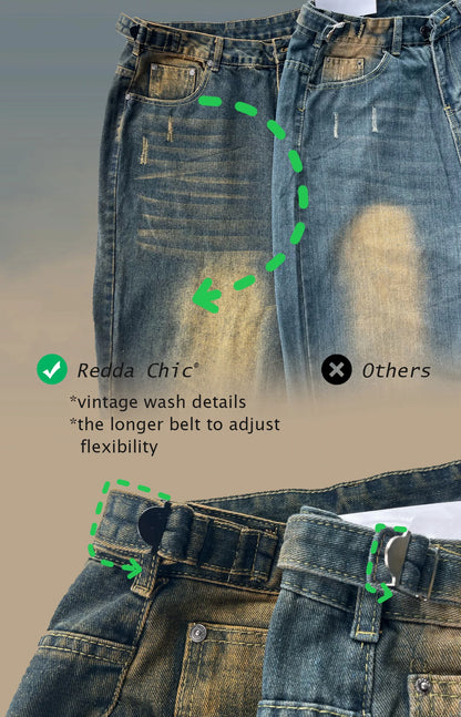 Jeans Baggy Verdes Oversize Hombre | Pantalones Barrel Y2K Retro Ajustables Streetwear Skater Hip Hop REDDACHiC