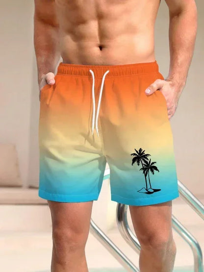 Bañador Hombre Verano | Pantalones Cortos Playa con Estampado 3D de Palmeras – Shorts Transpirables Surf y Natación