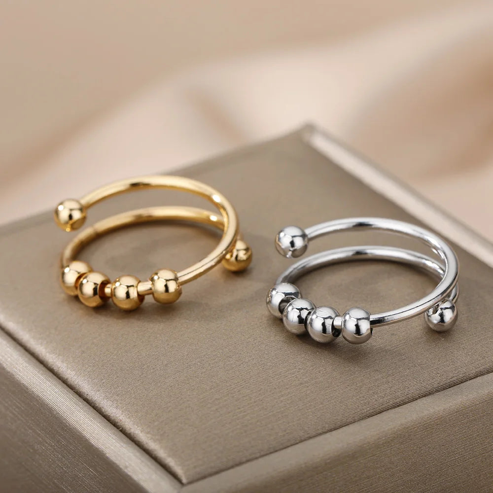 Anillo Giratorio Anti Estrés de Acero Inoxidable – Spinner Ring Unisex para Ansiedad y Relajación