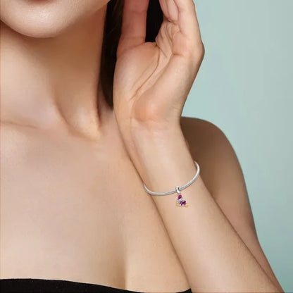 Charm Colgante de Halloween Plata 925 | Bruja Mágica con Efecto Luminoso para Pulsera Original