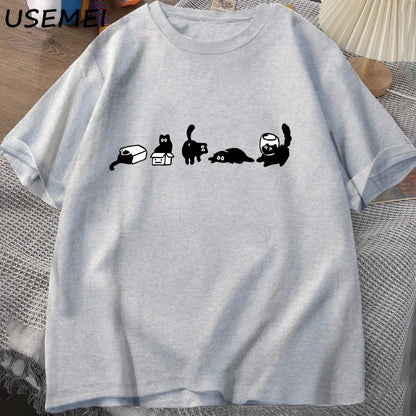 Camiseta Unisex 2025 | Oversize “Five Mood Cats” para Amantes de los Gatos
