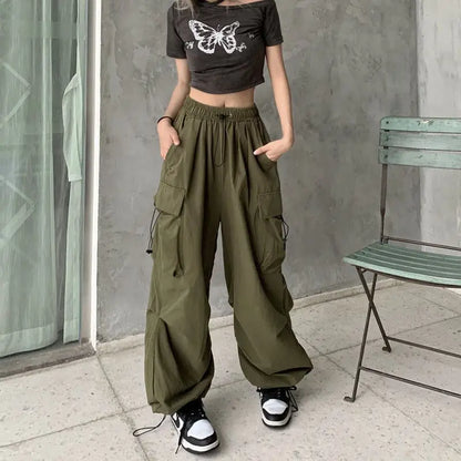 Pantalones Jogger Mujer Y2K 2024 | Pantalón Oversize Low Waist con Cordón y Pierna Ancha Streetwear