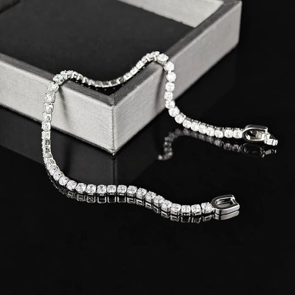 Luxury 4mm Round Silver Color on Hand Bracelet Bangle for Women Anniversary Gift Jewelry Bulk Sell Free Shipping Items S5650