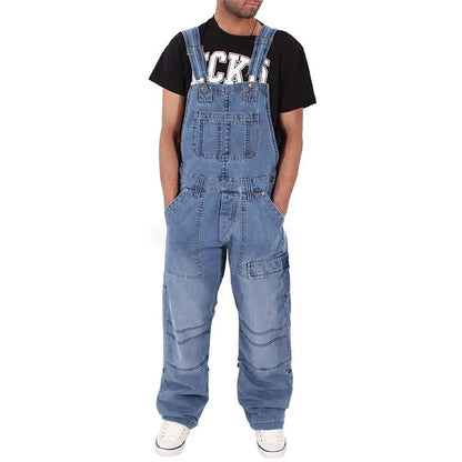 Overol Denim para Hombre – Jumpsuit Baggy con Tirantes y Múltiples Bolsillos Oversize Cintura Media Lavado Casual 2025